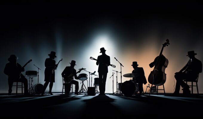 Silhouettes of music artists